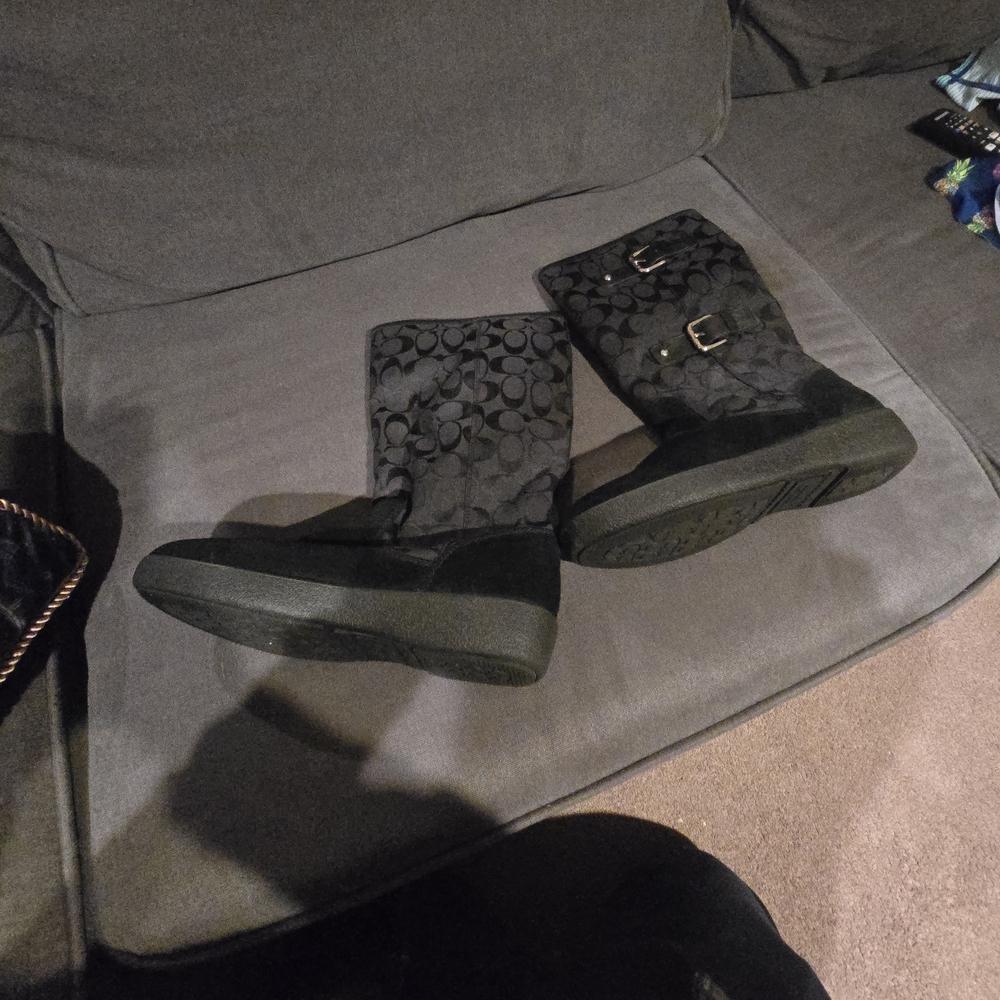 Women's Black Coach Boots Size 8-8.35